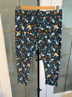 SweetLegs Bigfoot Sasquatch Camping Print Leggings Navy Blue